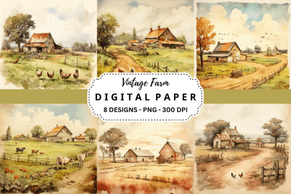 Download Vintage Farm Watercolor Background - Watercolor background Collection