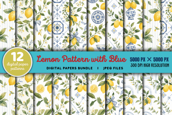 Download Lemon Pattern with Blue Bundle - Lemon pattern Collection