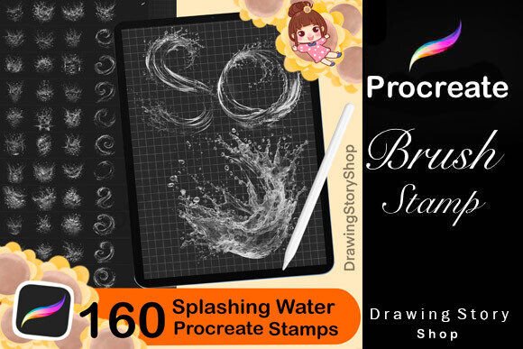 Download 160 Splashes Water Procreate Stamps - Premium Resources