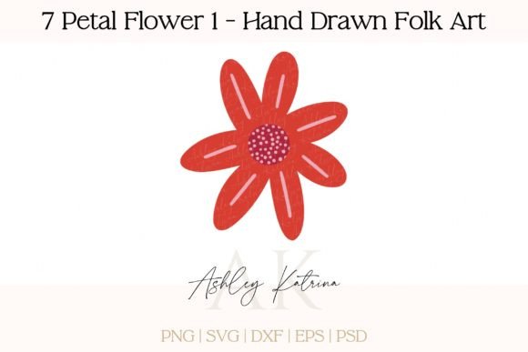 Download 7 Petal Flower 1 - Hand Drawn Folk Art - Premium Resources