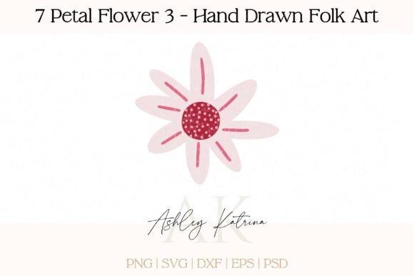 Download 7 Petal Flower 3 - Hand Drawn Folk Art - Premium Bundle