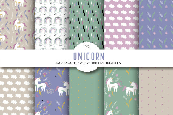 Download Unicorn Digital Paper, Rainbow Design - Unicorn digital paper Collection