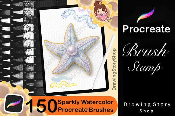Download 150 Procreate Sparkly Watercolor Brushes - Premium Bundle