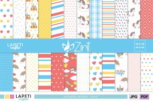Download Unicorn Digital Paper Pack for Scrapbook - Unicorn digital paper Collection