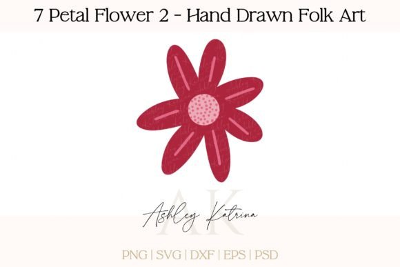 Download 7 Petal Flower 2 - Hand Drawn Folk Art - Premium Bundle