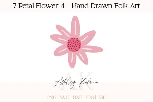 Download 7 Petal Flower 4 - Hand Drawn Folk Art - Petal Collection