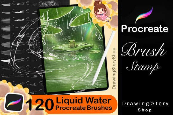 Download 120 Procreate Liquid Brushes,white Water - Liquid Collection